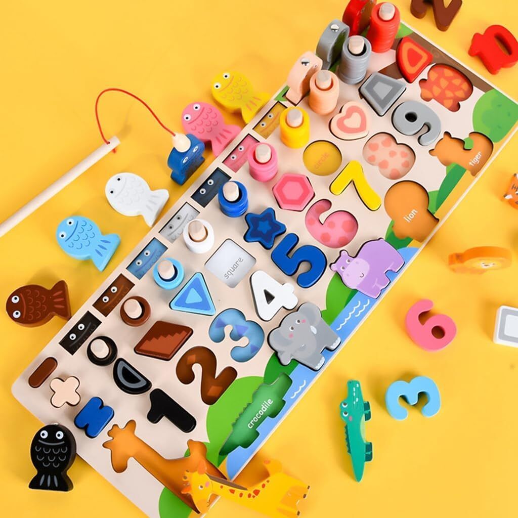 6 in 1 Montessori Puzzle Spielzeug, pädagogische Blöcke Puzzle Boards