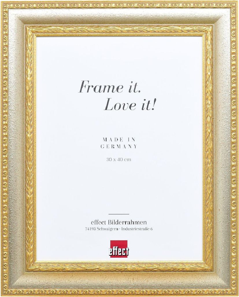 Holzrahmen Effect Profil 31, entspiegeltes Glas, 61 x 91,5 cm, silber