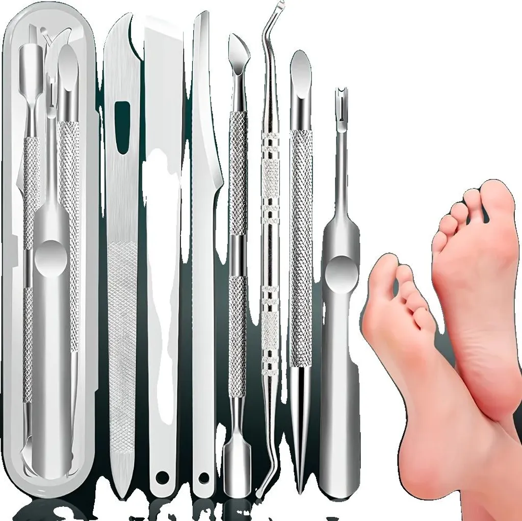 Kit manucure 7 pièces en acier avec poignées ergonomiques antidérapantes