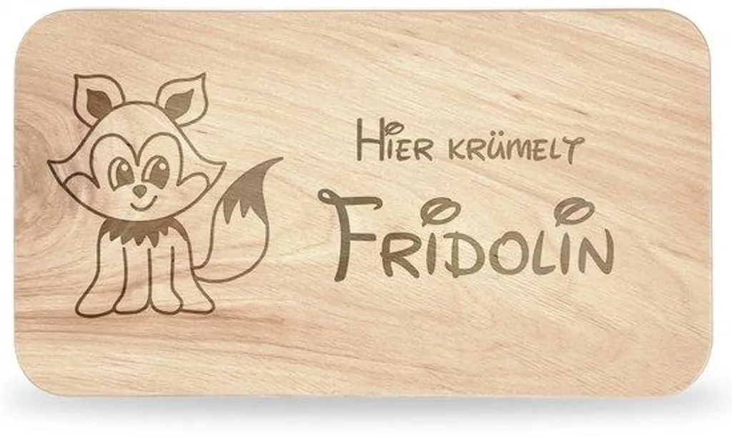 Planche à petit-déjeuner renard en bois gravé avec prénom de l'enfant