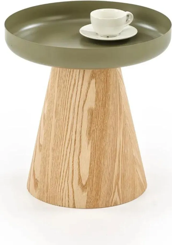 Petite table basse GINA 40x40cm verte et chêne pour gagner de l'espace