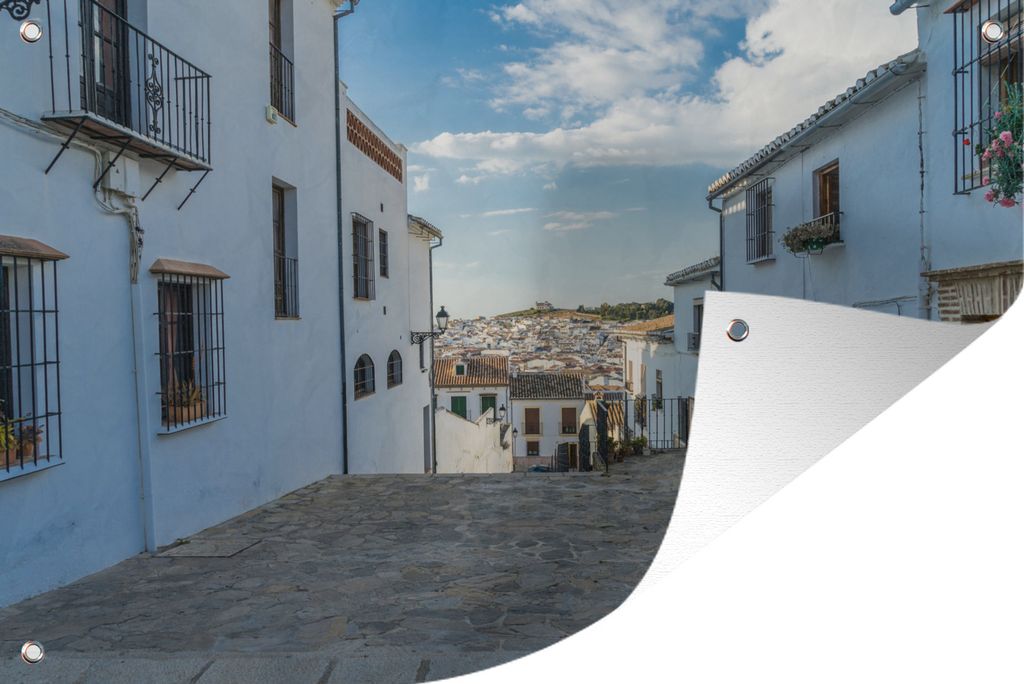 MuchoWow 90x60 cm Outdoor-Poster Gartendeko Sichtschutz Garten Poster für den Garten Eine Straße in Antequera Spanien