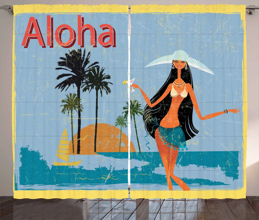 Set 2 Tende ABAKUHAUS Aloha 280x175 cm Stampa Digitale Hawaiana