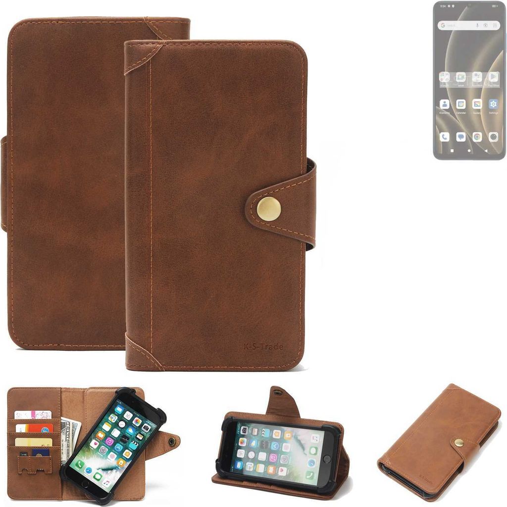 K-S-Trade Handyhülle kompatibel mit FreeYond F9S Schutz Hülle Walletcase Bookstyle Tasche Case Handytasche Wallet Flipcase Cover PolyurethanBraun...