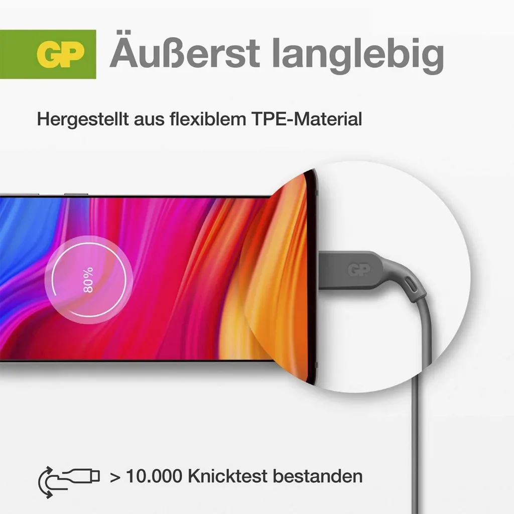 Câble de charge et synchronisation USB-C GP 1m noir haute performance - 11