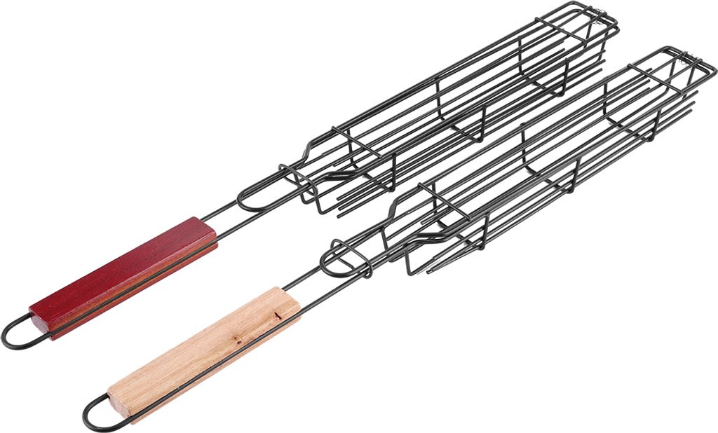 2PCS Portable BBQ Wurst Hot Dog Grillkorb Edelstahl Antihaft Grill Barbecue KitchenTool