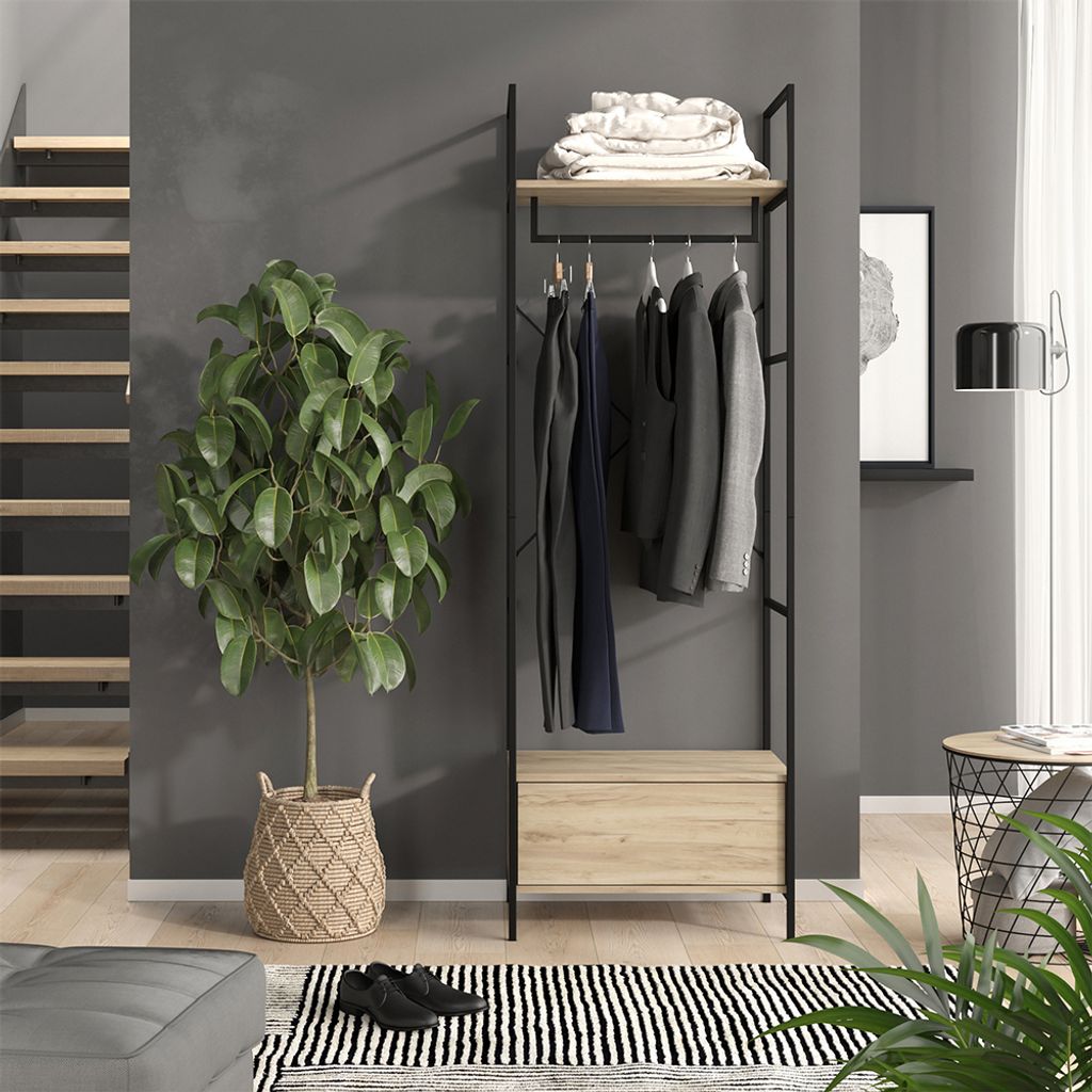 Kleiderschrank Vicco Enya Holz 60 x 180 cm mit Schublade, Model 50125