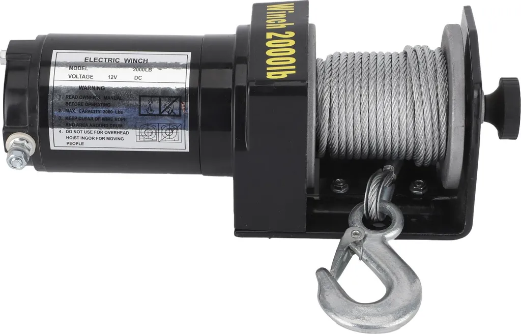 Treuil 12V 2000 lbs pour sortir de la boue et remorquer sans aide