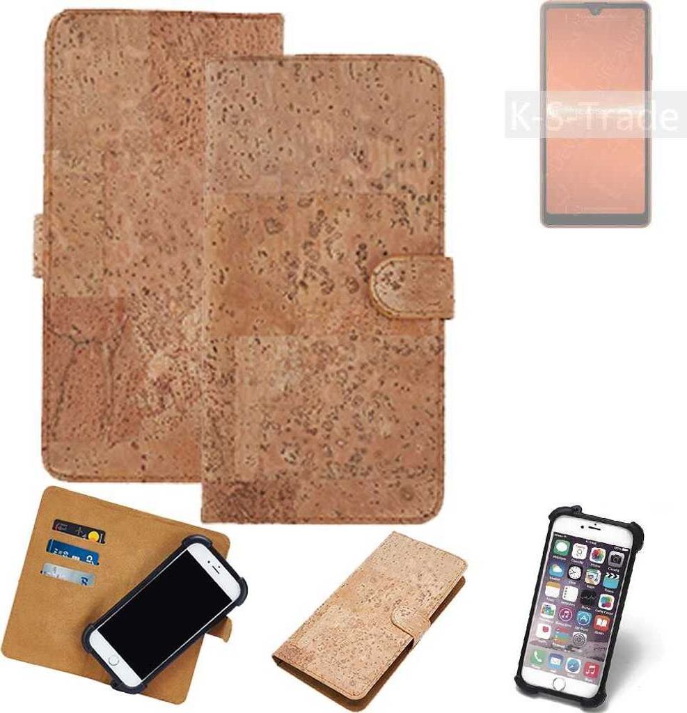K-S-Trade Hülle kompatibel mit Sony Xperia Ace III Kork Handyhülle Cover Schutzhülle TPU Case Bumper in Hellbraun, (1x)