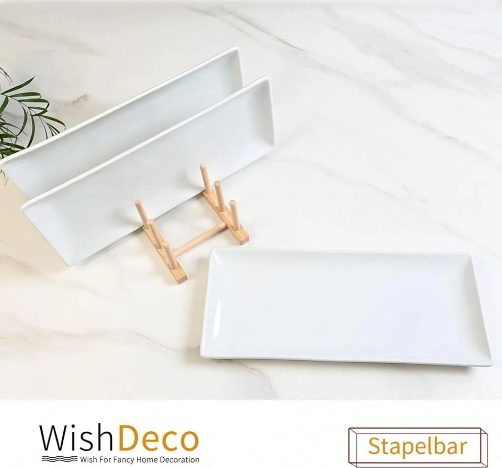 Set di 3 piatti da portata in porcellana bianca grandi 36x15 cm - 5