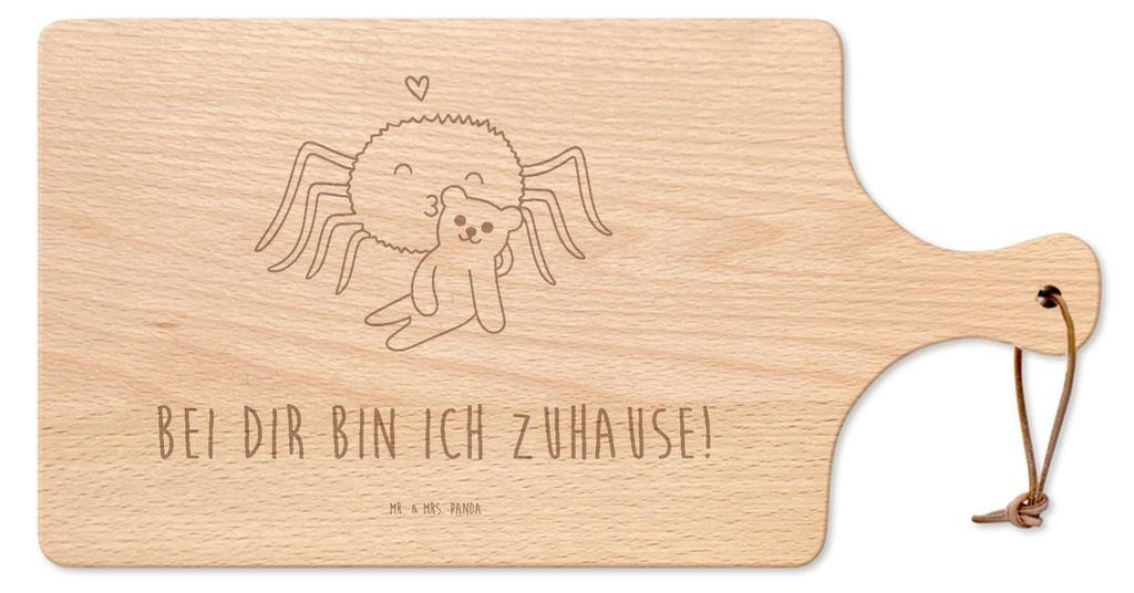 Mr. & Mrs. Panda schneidbrett Spinne Agathe Teddy - Transparent - Geschenk, Frühstücksbrett, Liebesbeweis, Verliebt, Pizzabrett, Brotzeitbrett, D...
