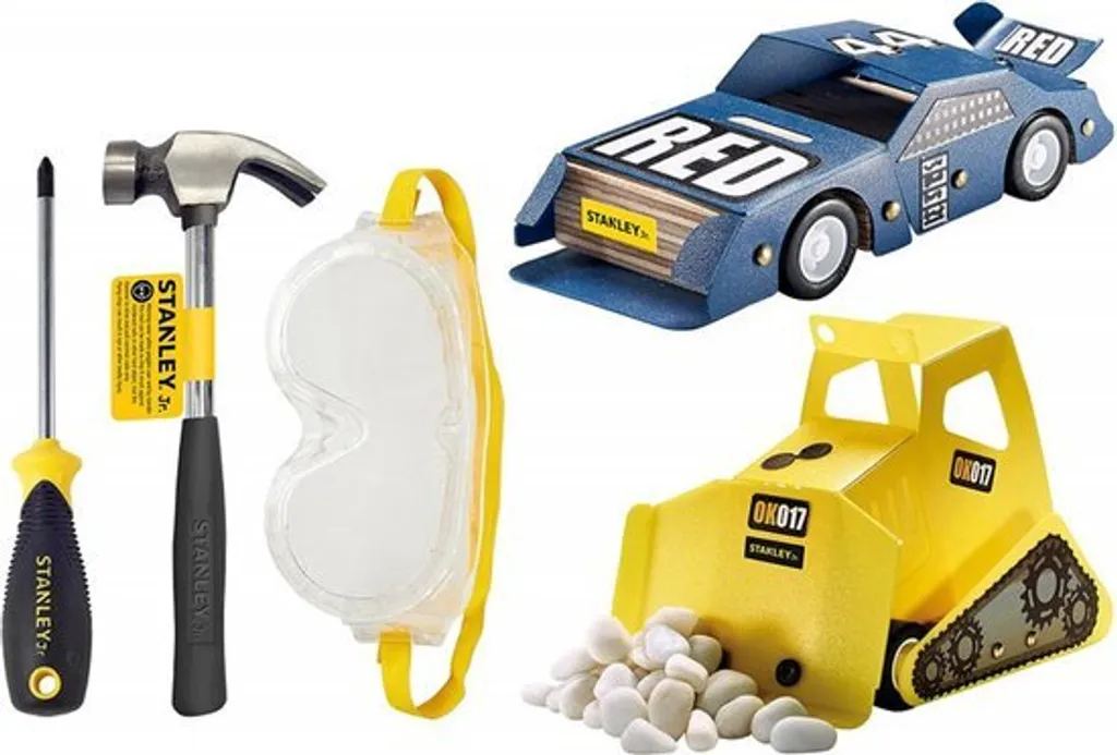 Set Stanley Jr. Voiture et Pelleteuse articulée avec outils inclus