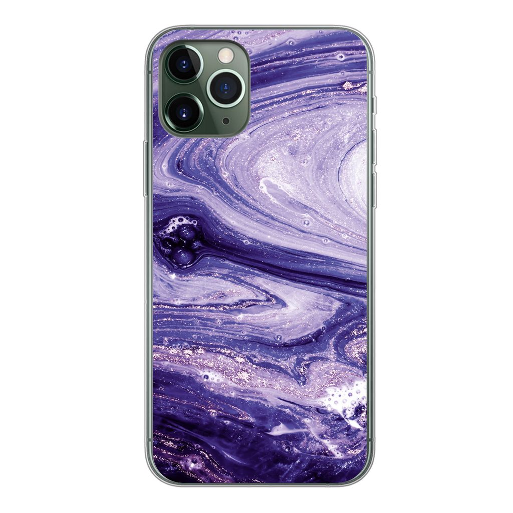 MuchoWow Handyhülle Schutzhülle Hülle für iPhone 11 Pro Marmor - Naturstein - Glitzer Silikon Softcase Handy Hülle - Handy