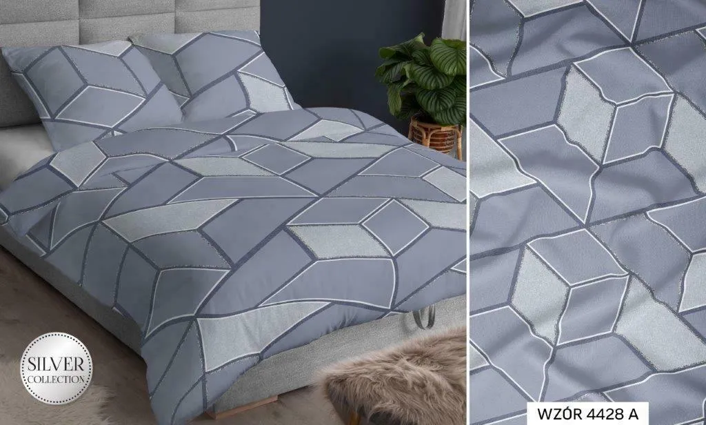 Housse de couette 140x200 en satin gris avec fermeture éclair Zip