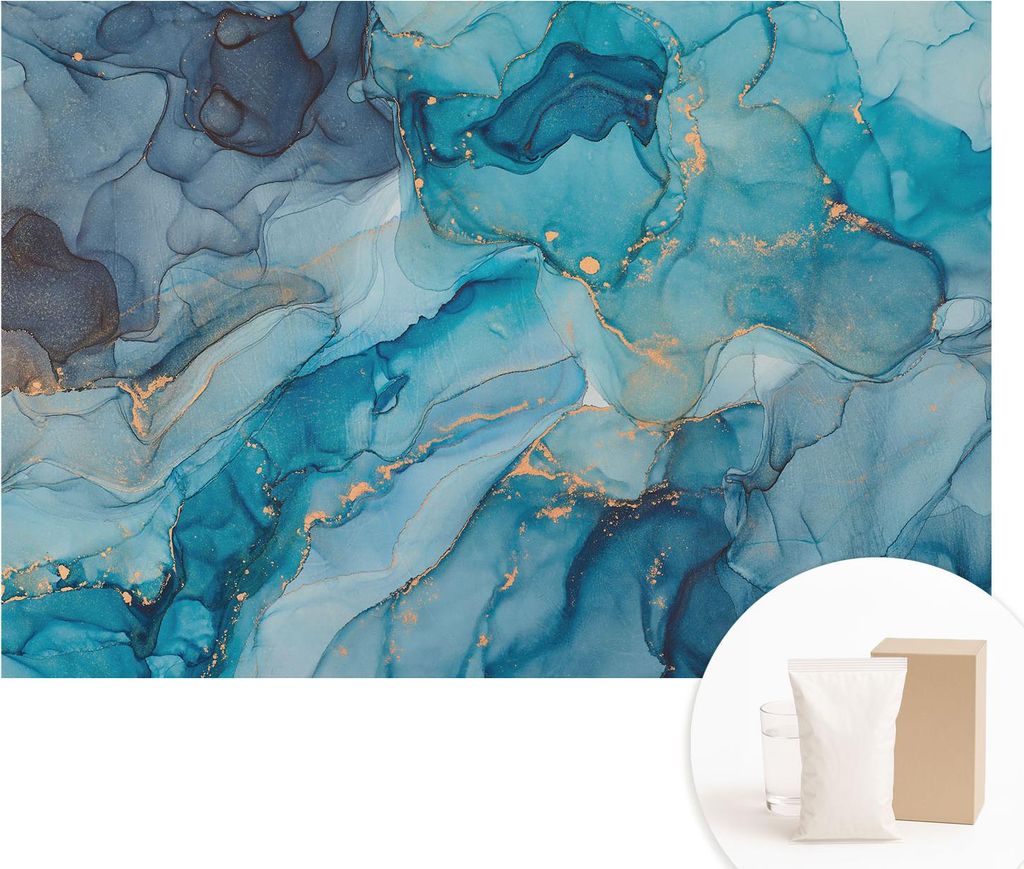 Fototapete - Wandbilder für Wohnzimmer - 152x104 cm - Dekorative Wandfolie - Modernes Design für Wanddekoration - Tapeten für Innenräume - Blau...