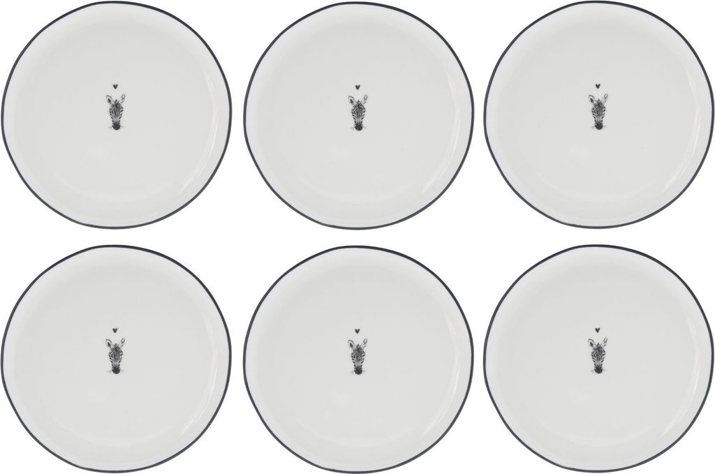 6er Set Kuchenteller WILD THING mit Zebra D. 19cm Bastion Collections