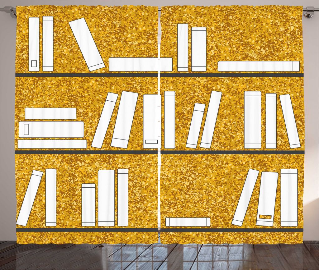ABAKUHAUS Bibliothek Rustikaler Vorhang, Simplistic Bücher auf Regalen, Wohnzimmer Universalband Gardinen mit Schlaufen und Haken, 280 x 175 cm, D...