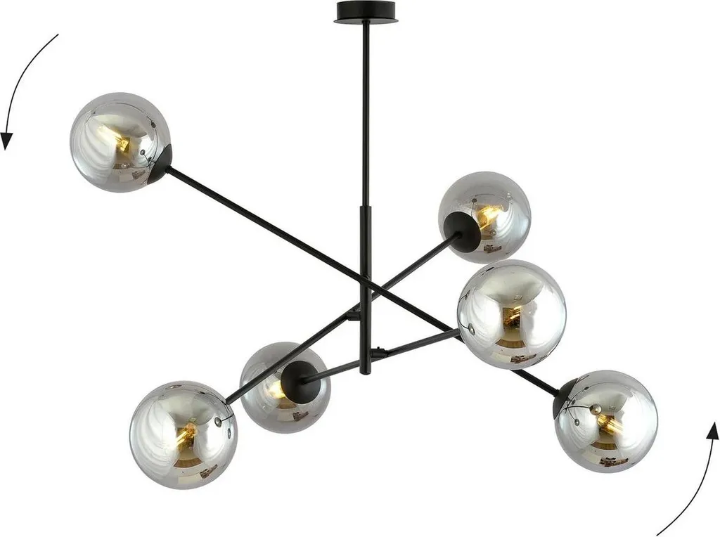 Lustre Emibig LINEAR 6 BLACK/GRAPHITE 1167/6 - Plafonnier 6xE14 40W Noir - 6