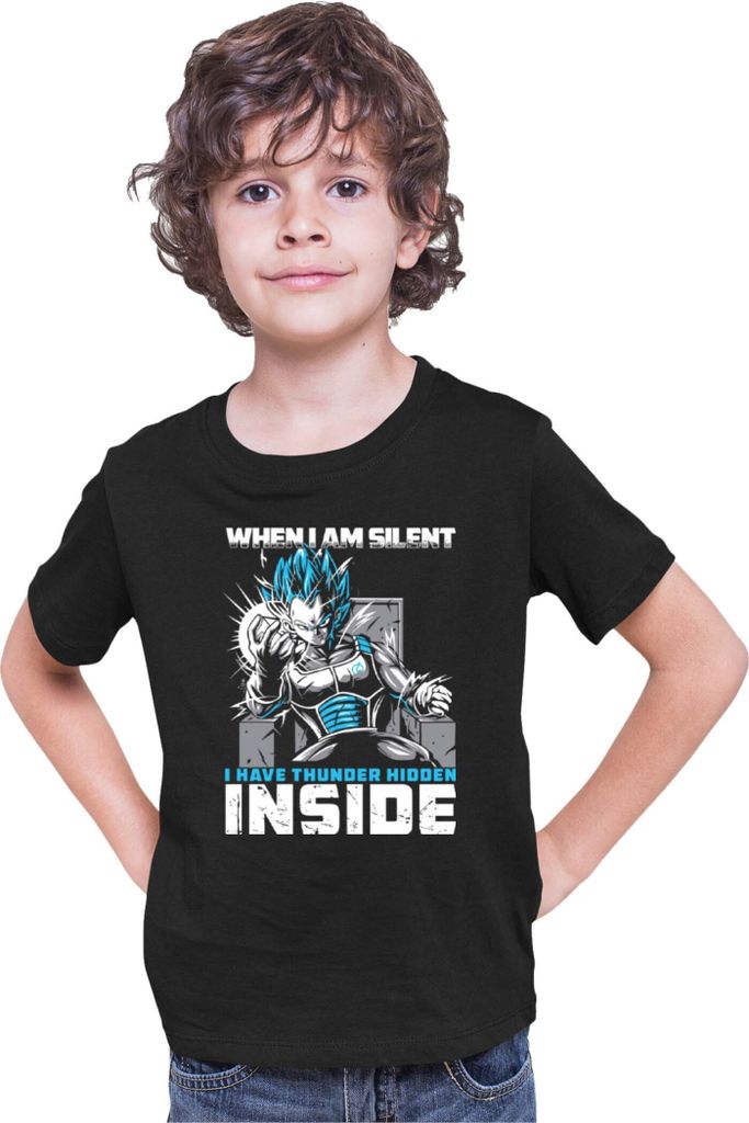 Kinder T-Shirt Dragon Anime Manga Ball Z Vegeta Thunder, 5-6 Jahr - 116 / Schwarz