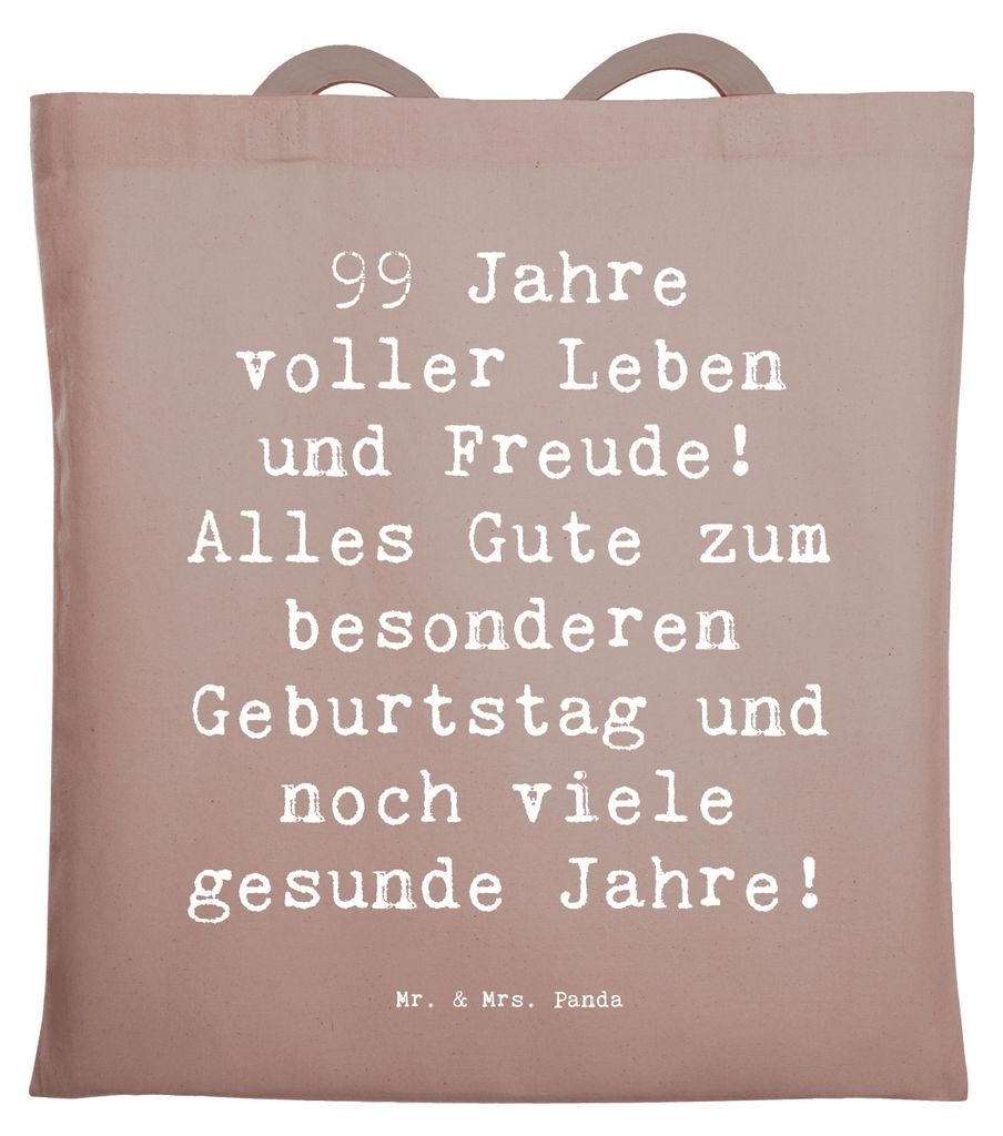 Mr. & Mrs. Panda dokumententasche Spruch 99. Geburtstag - Braun Pastell - Geschenk, Jutebeutel, Dankbarkeit, Zuneigung, Alter, Baumwolltasche, Lebe...