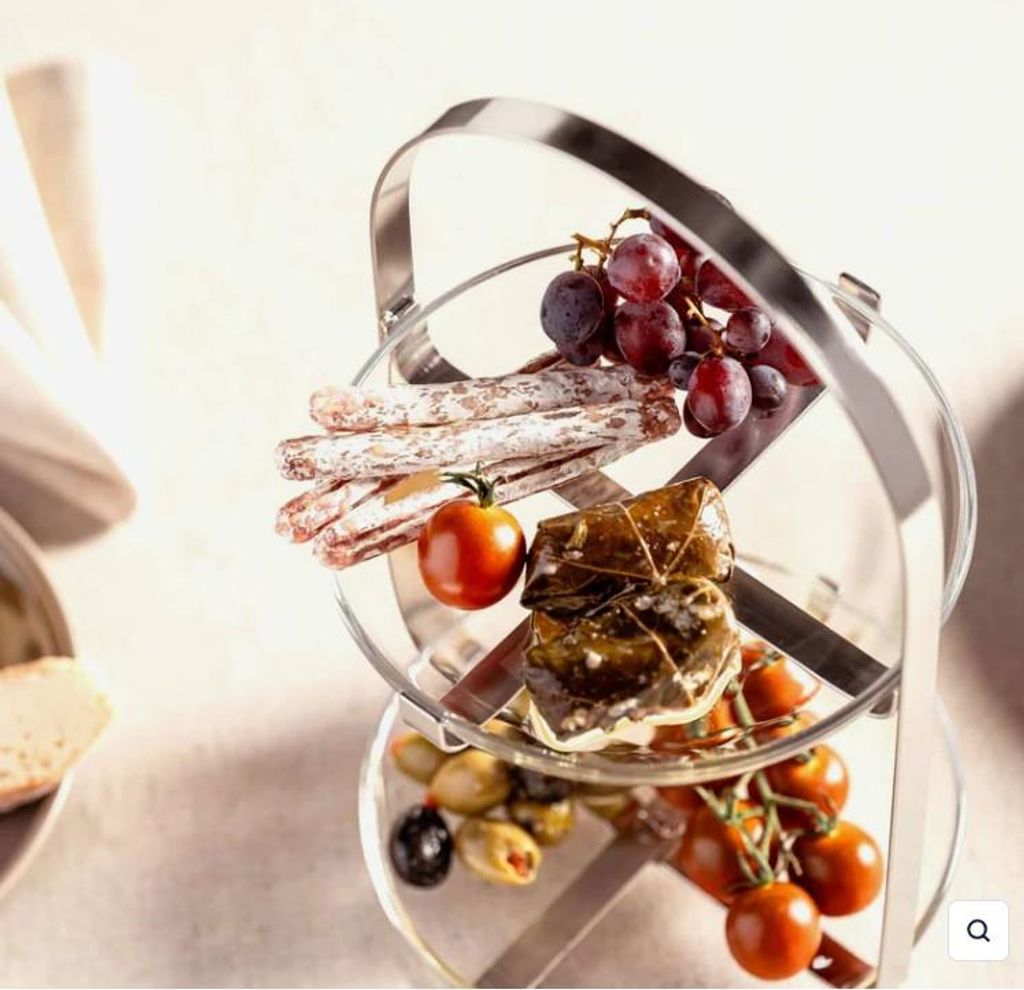 LEONARDO CUCINA, Servierstand, Glas, Metall, Silber, Transparent, Rund, 19 cm, 320 mm