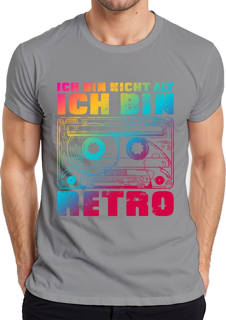 Ich bin nicht alt ich bin retro Kassette 80er Vintage Geschenk Herren T-Shirt, Grau, M