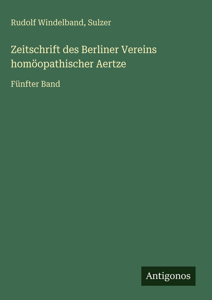 Zeitschrift des Berliner Vereins homöopathischer Aertze