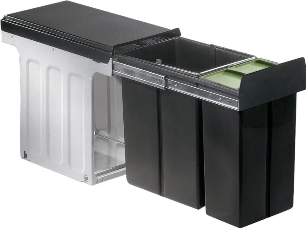 Collecteur de déchets anthracite Wesco Double 30 DT à coulisse totale