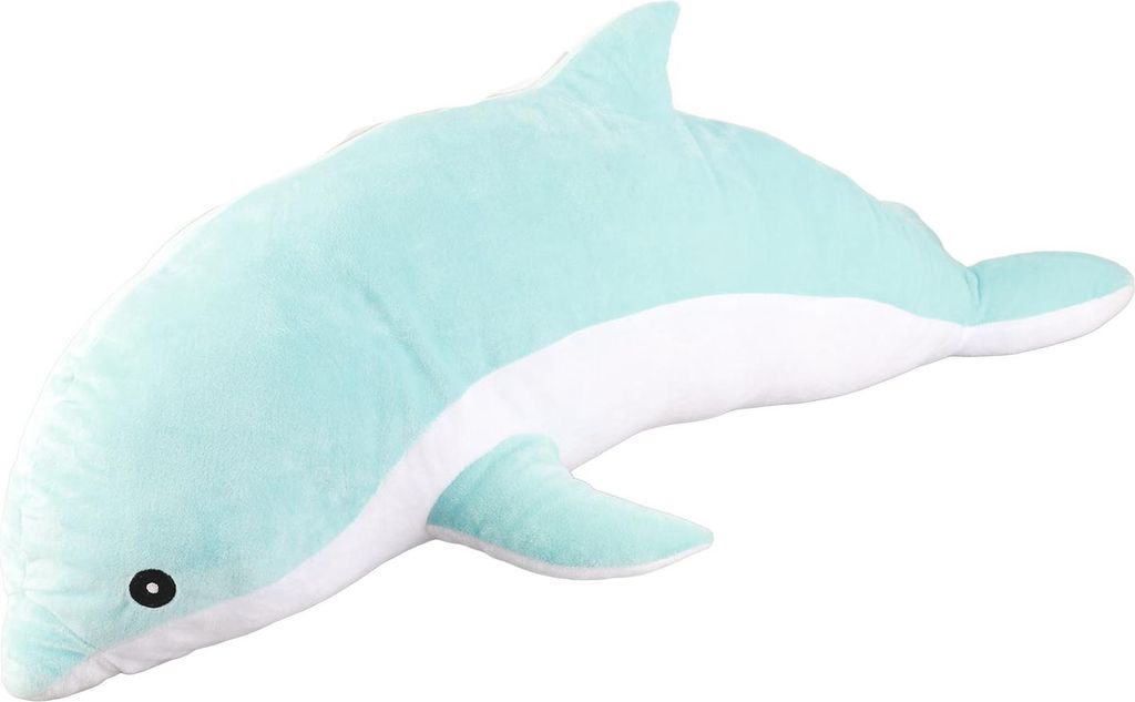 Weiches Plüschtier, niedliches großes Delfin-Form, bequemes multifunktionales tragbares Stofftier-Puppenkissen für Zuhause, Büro, Blau, 70 cm