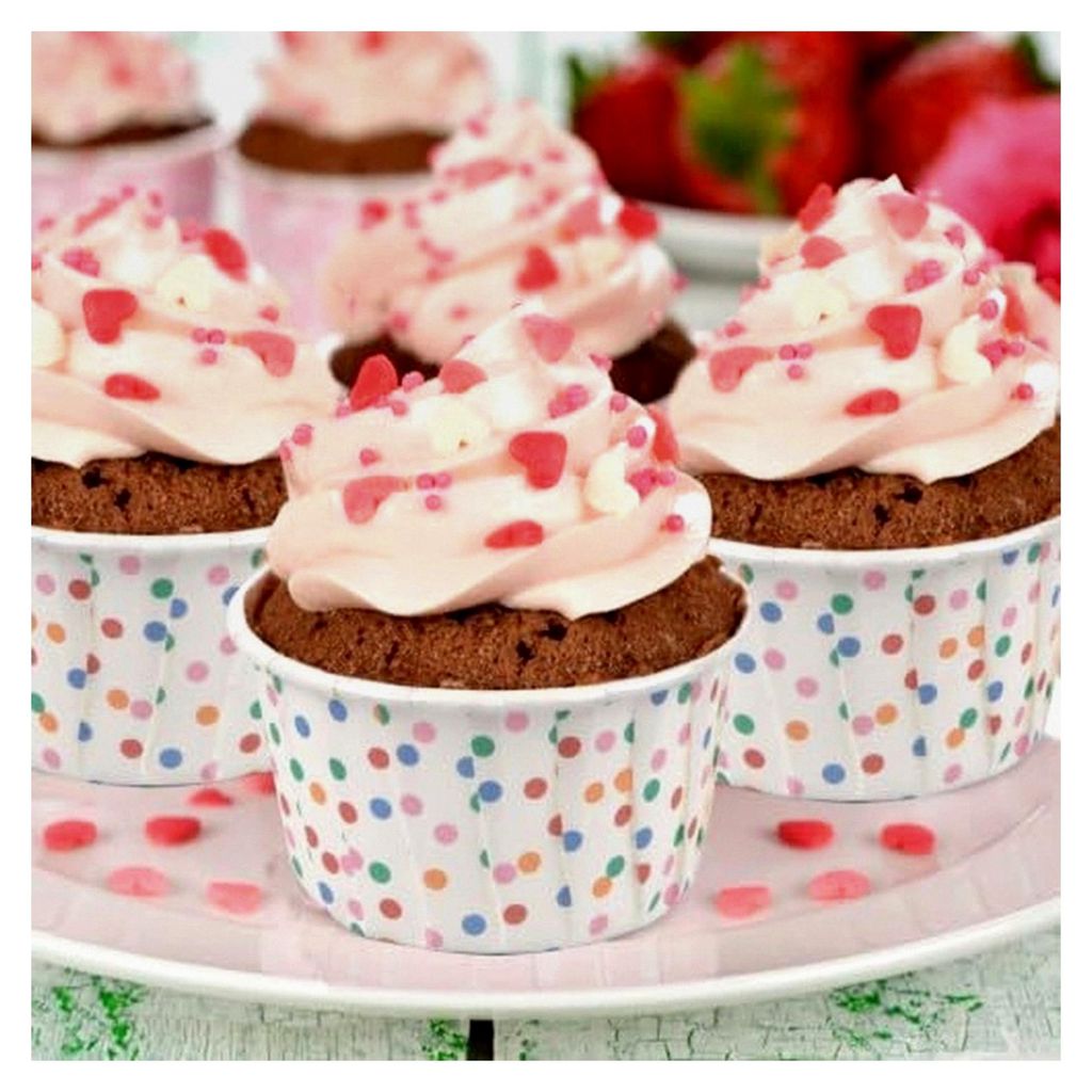 Mini Muffinförmchen, 50 Stück Papier, Einweg Backbecher für Backen, Dessert, Party, Geburtstag, Hochzeit (Bunte Punkte)