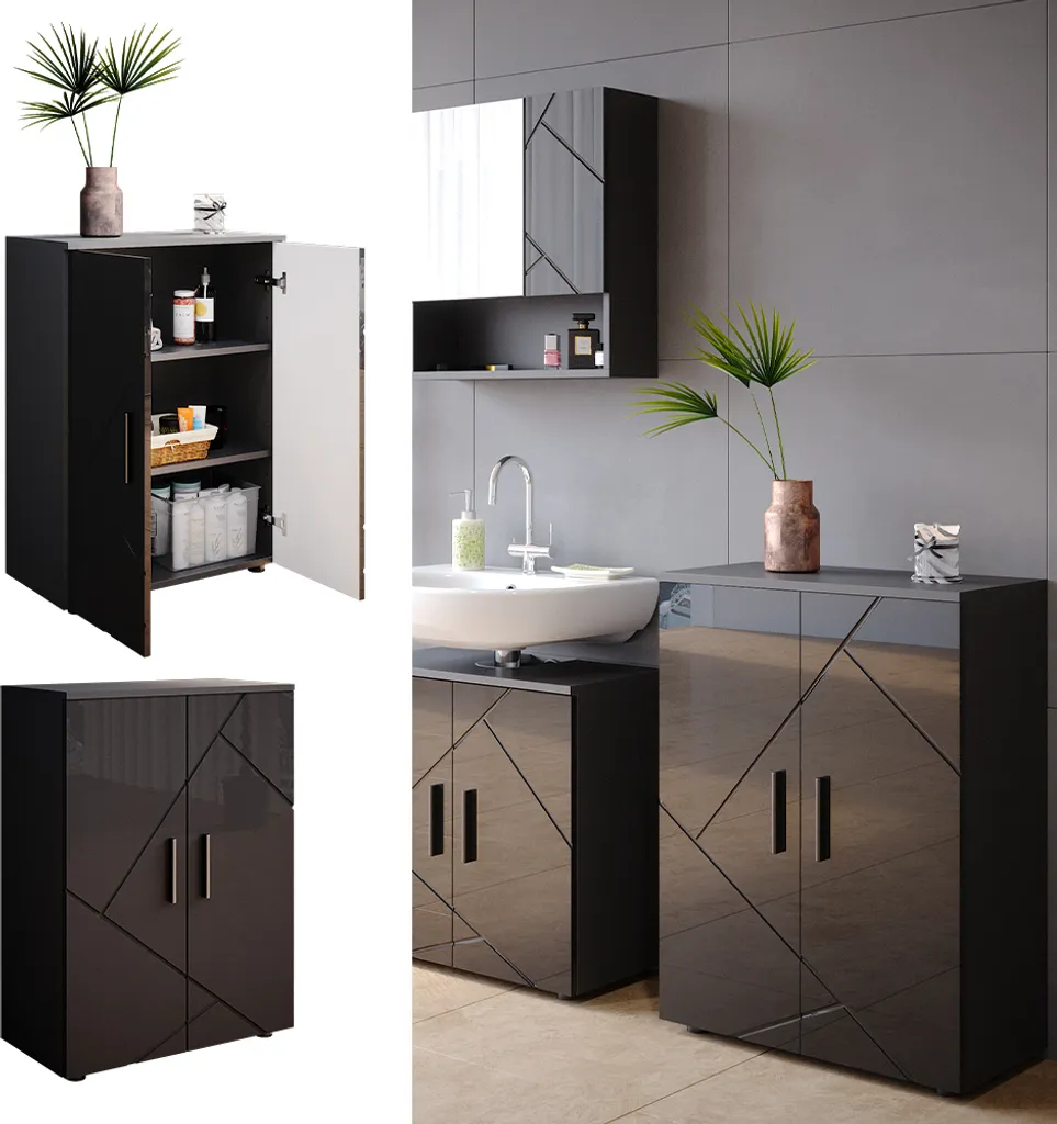 Meuble Vicco Irma Anthracite Haute brillance avec revêtement résistant