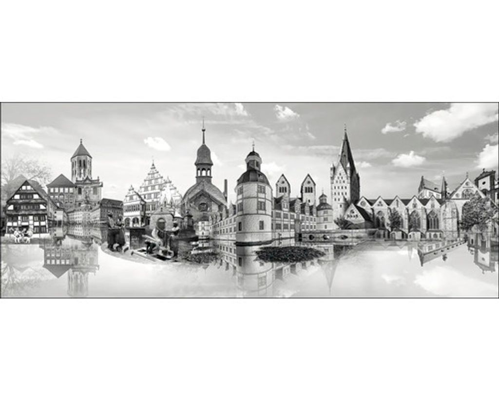 Glasbild Paderborn Wahrzeichen Panorama III 125x50 cm