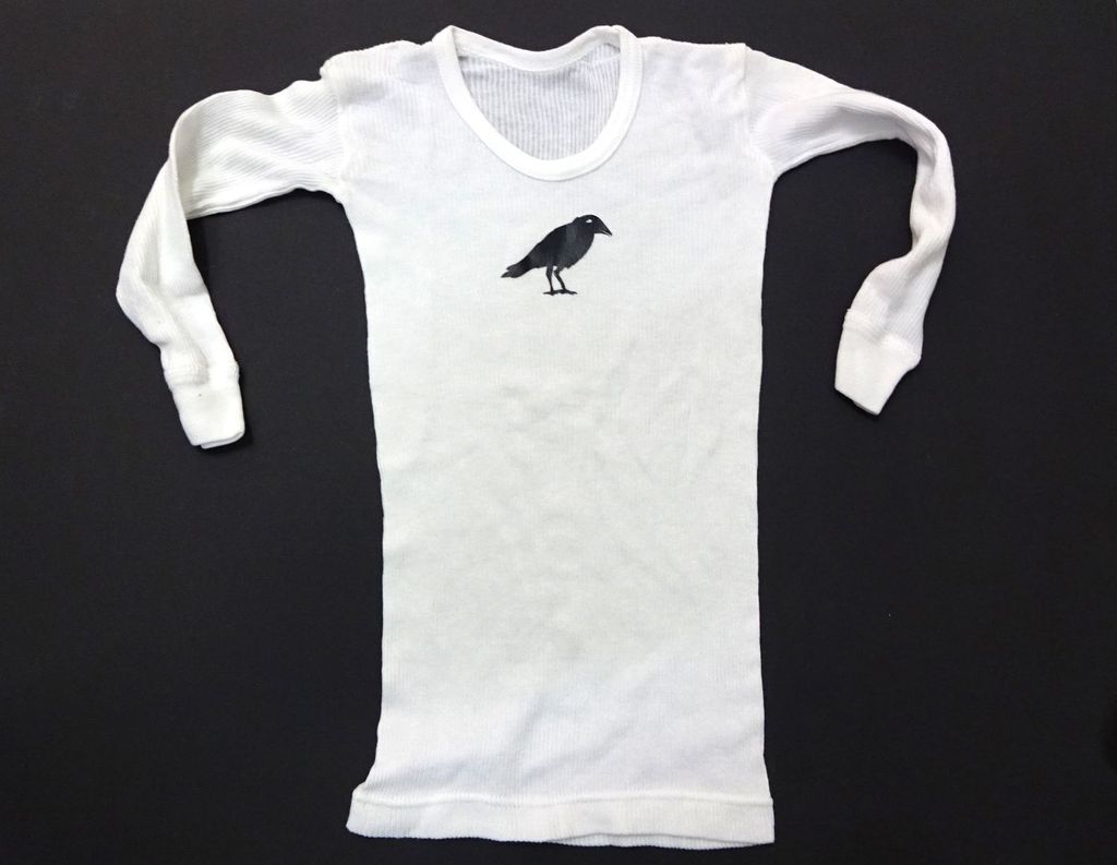 Baby Langarmshirt Feinripp KALLE FUX Longsleeve Shirt Tshirt Krähe schwarz 92