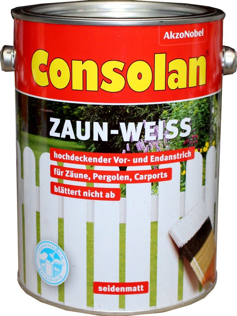 Consolan Zaun-Weiß 2,5 l Außen Holzschutz Grundierung Produktbild 