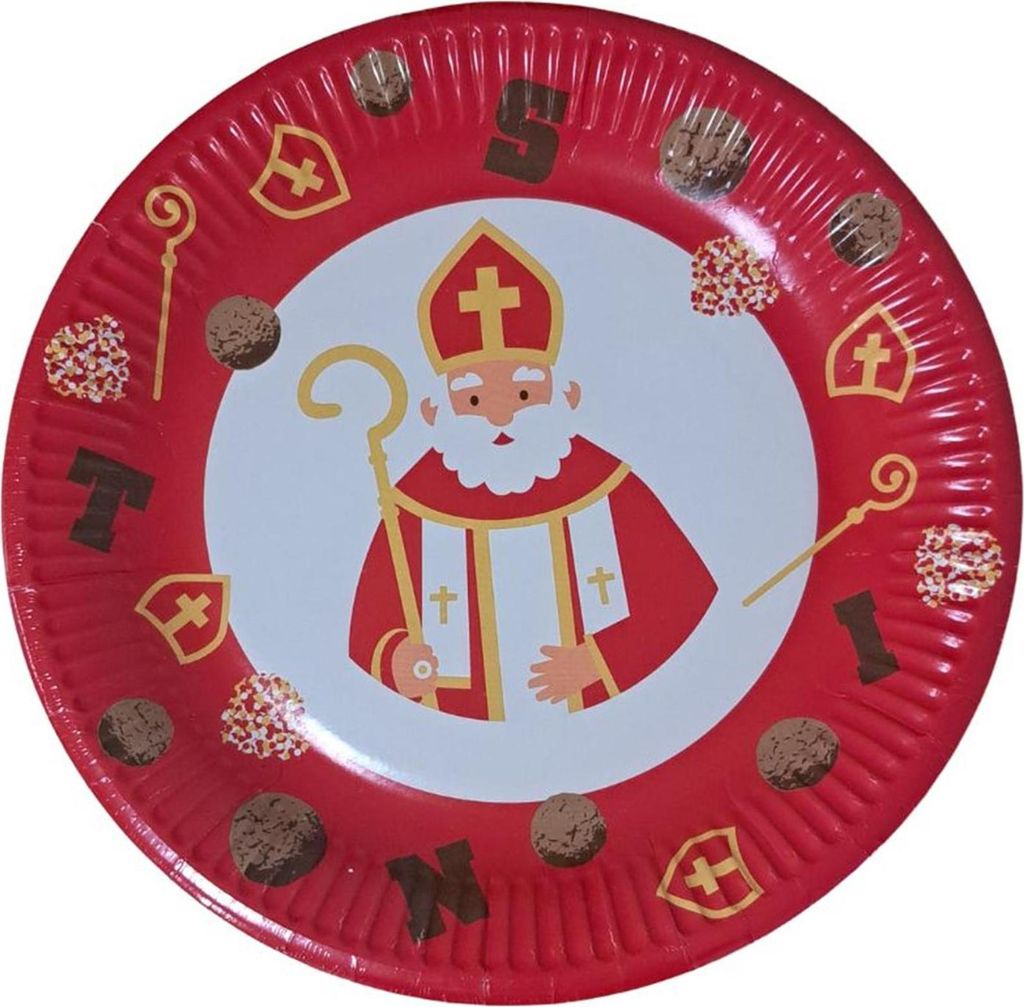 Sinterklaas Teller Karton rot Ø23cm