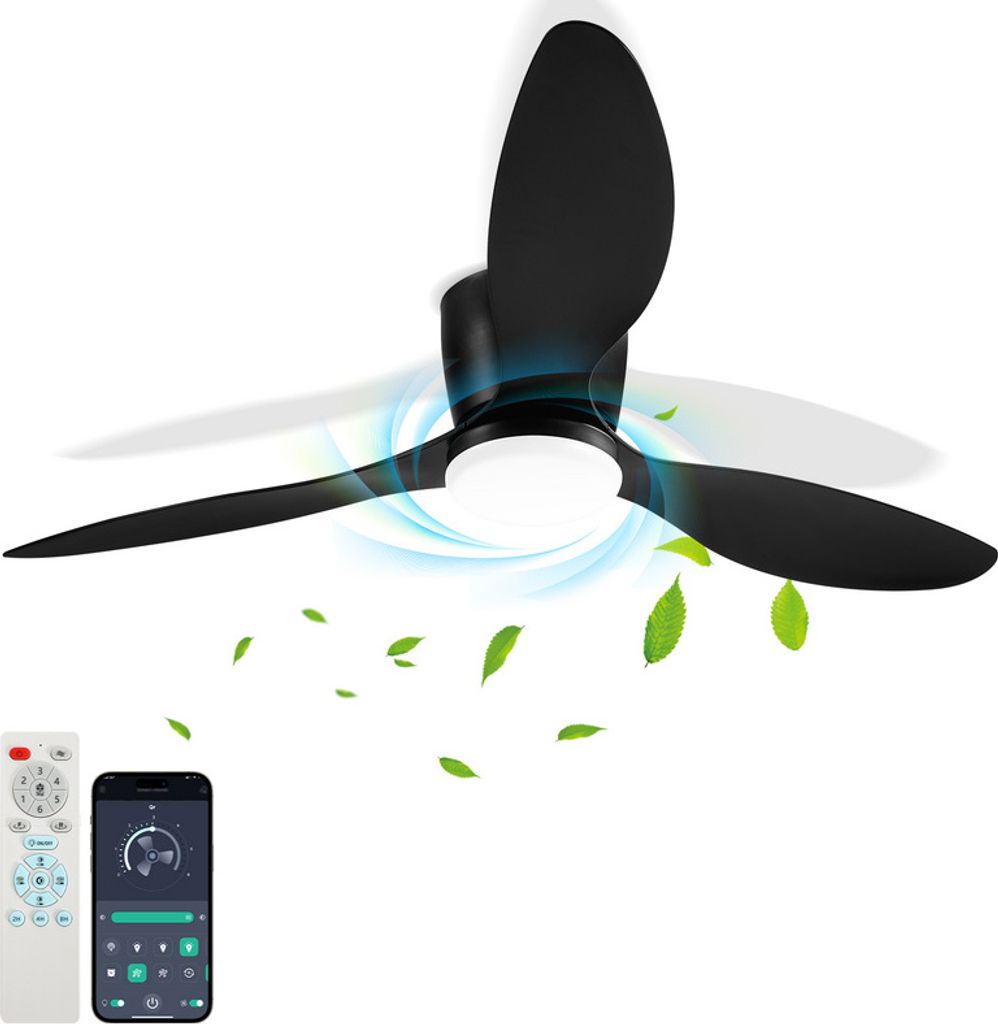 Jopassy Deckenventilator mit Beleuchtung und Fernbedienung 132CM Deckenleuchte Leise Ventilator Deckenlampe