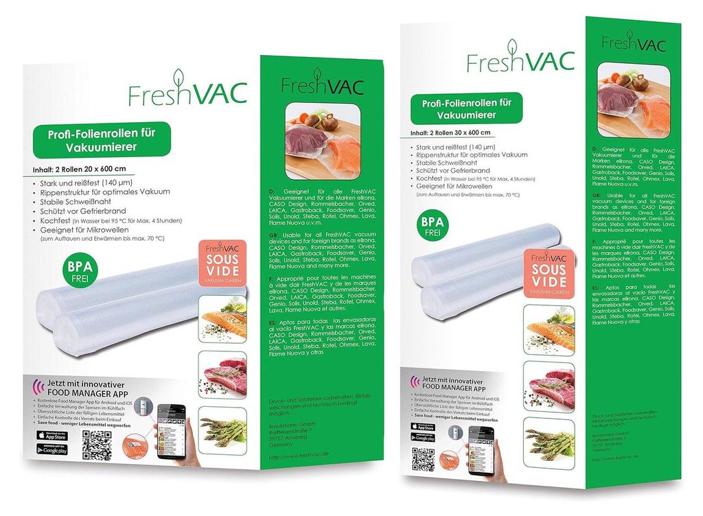 FreshVac by Caso Folienrollen 20x600cm + Folienrolle 30x600cm
