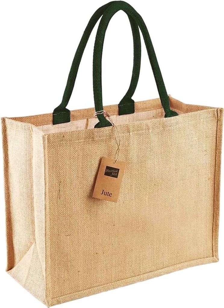Westford Mill - Einkaufstasche "Classic", Jute RW9412 (Einheitsgröße) (Natürlich/Leuchtend Rot)