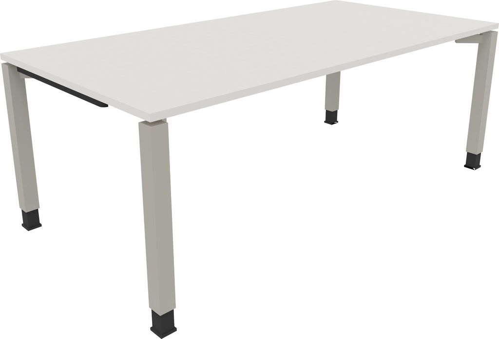Schreibtisch Vierfuß Quadratrohr B2000xT1000xH680-820 si/Weiß