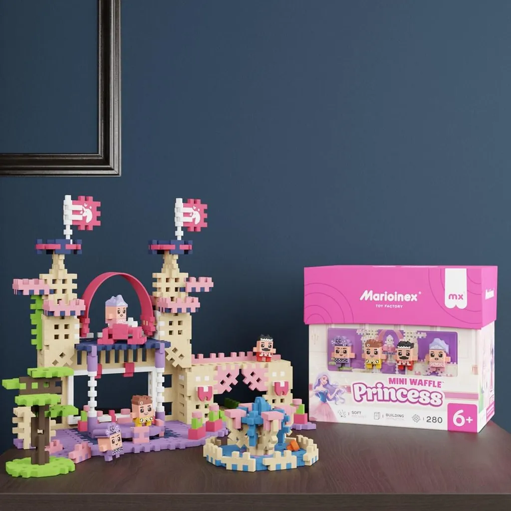 Jeu de construction Mini Waffle Princesse 280 pièces - Blocs souples - 10