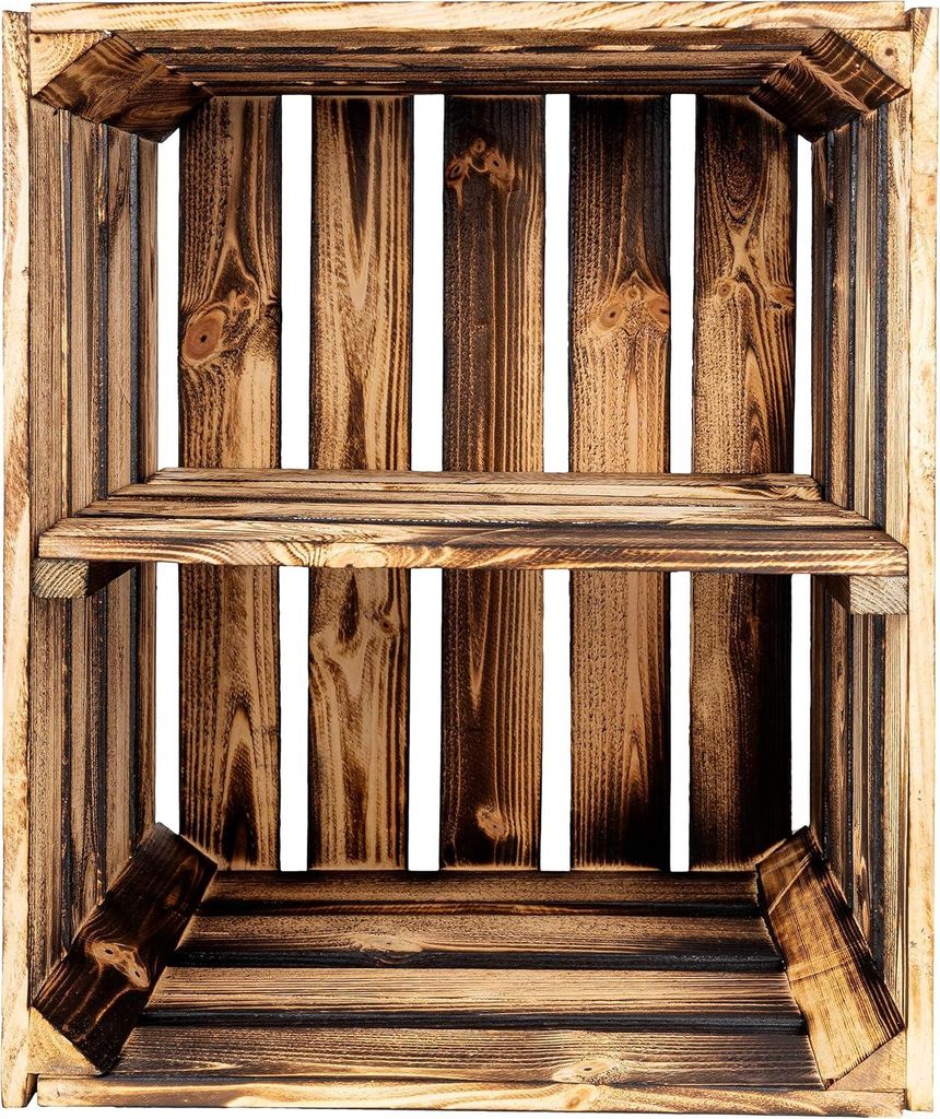 Creative Deco Scatola in Legno Bruciato con Scaffale | Immagine del prodotto 
