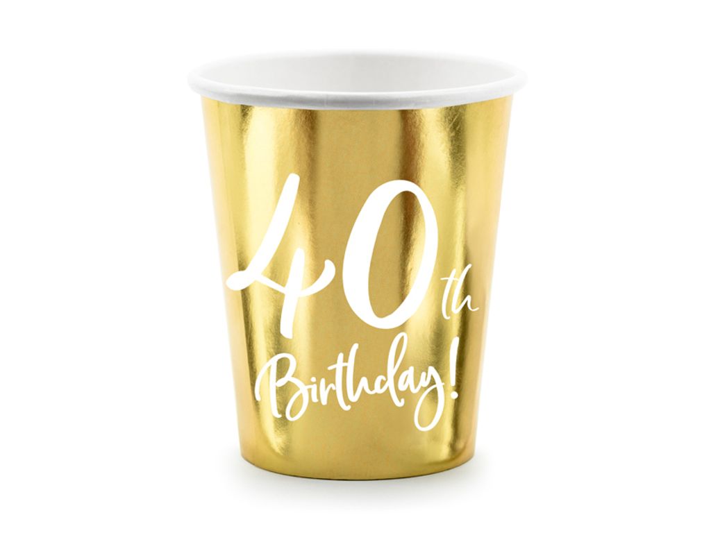 40. Geburtstag 6 Becher gold