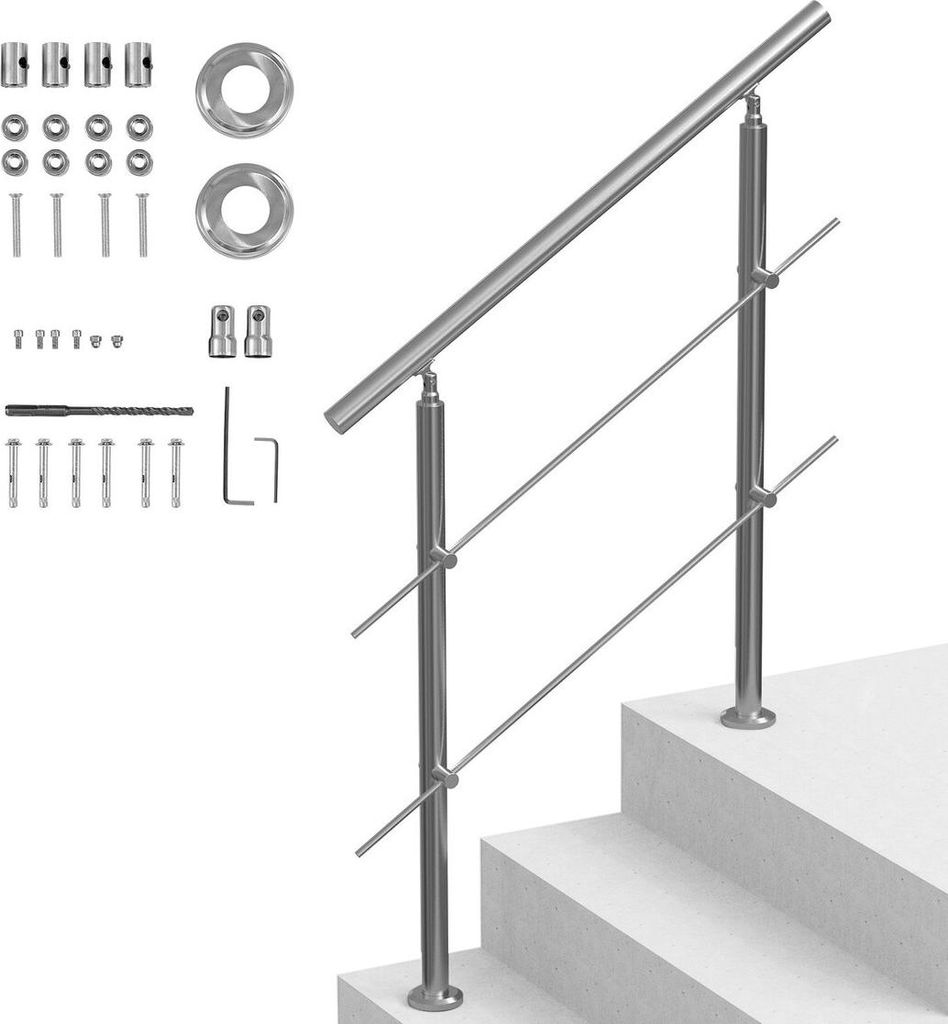 39.4in Handrails for Outdoor Steps 2 Crossbars Staircase for Porch Deck