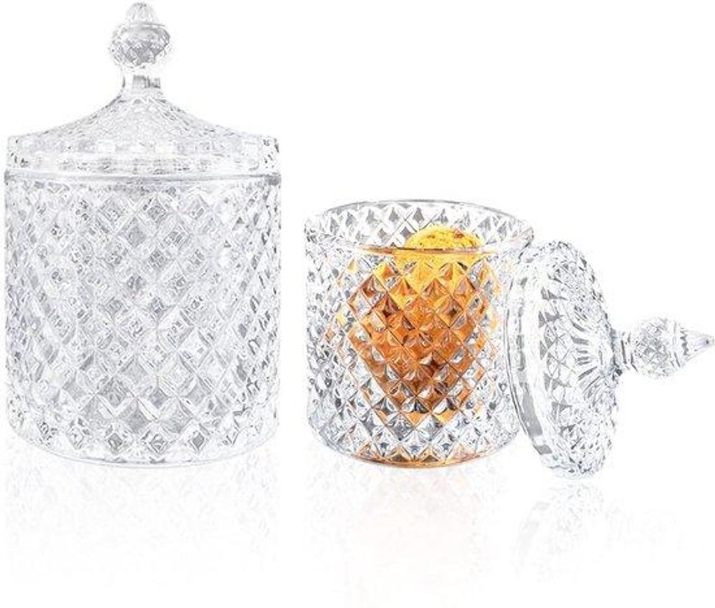 Klare Glas Kristall Dosen Dekorativ 2er Set 300ml 600ml