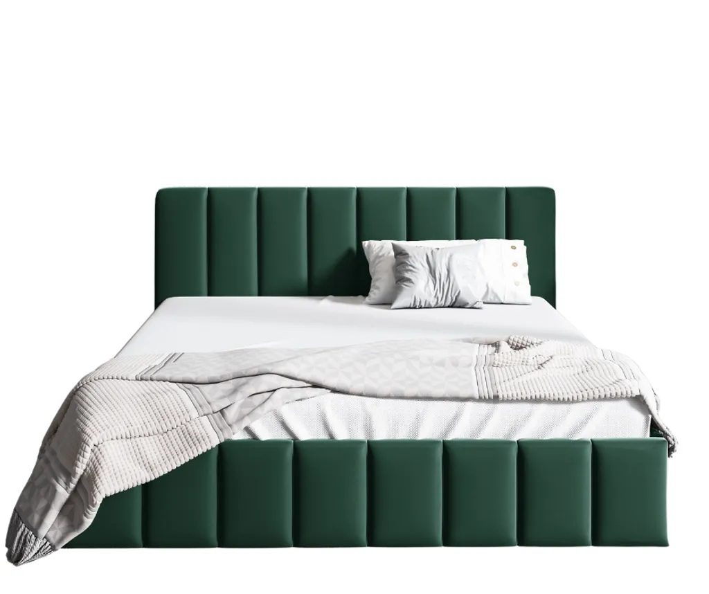 Lit 1 Personne 90x200 cm GUTTO Velours Vert Idéal Chambre d'Enfant