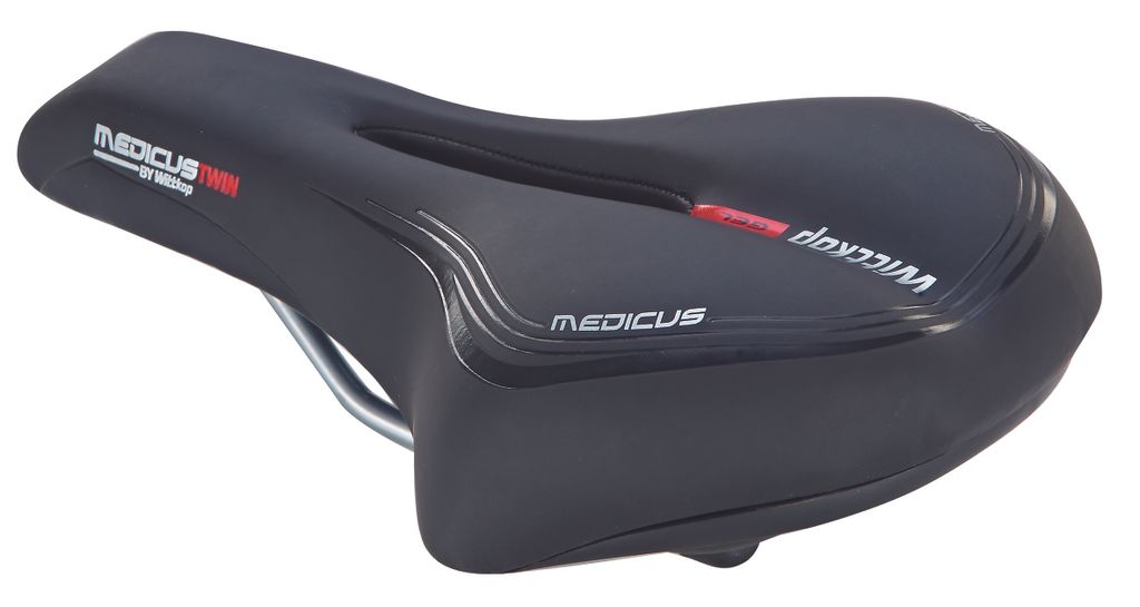 Wittkop Trekking-Sattel mit Geleinlage & Elastomerdämpfung, 5 Zonen für hohen Komfort, ergonomischer Fahrradsattel in Schwarz, ideal für lange R...