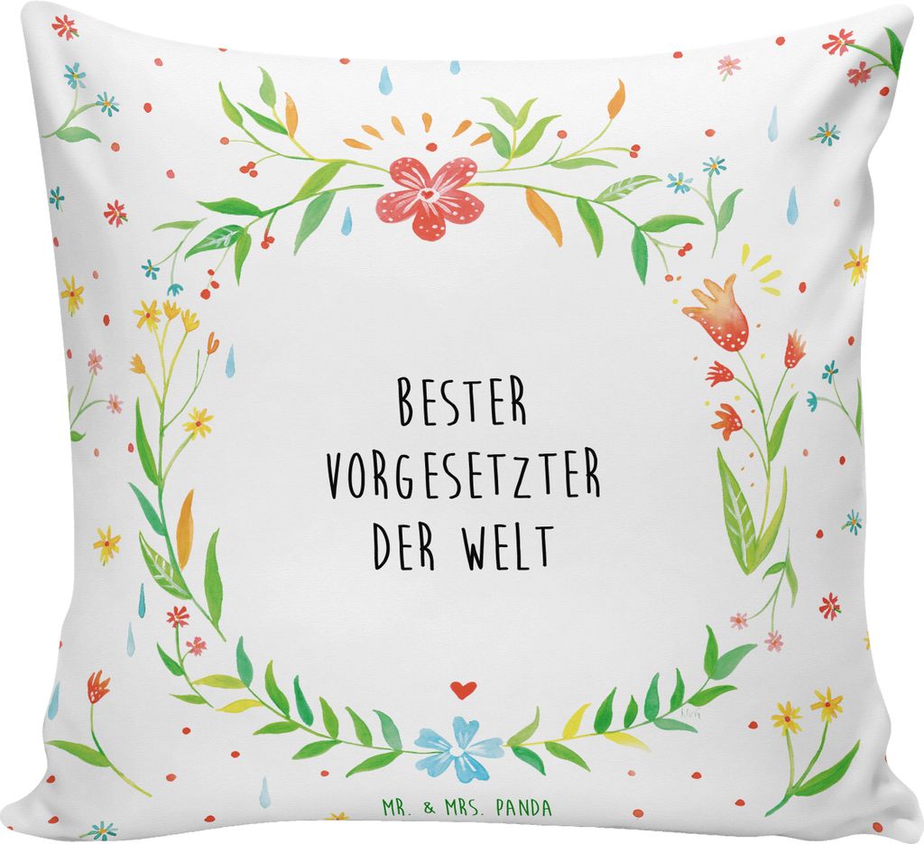 Mr. & Mrs. Panda kissen bedruckt Vorgesetzter - Weiß - Geschenk, Boss, Abteilungsleiter, Sofa, kuschelkissen 40x40, Deko, Leiter, Sofakissen, Füh...
