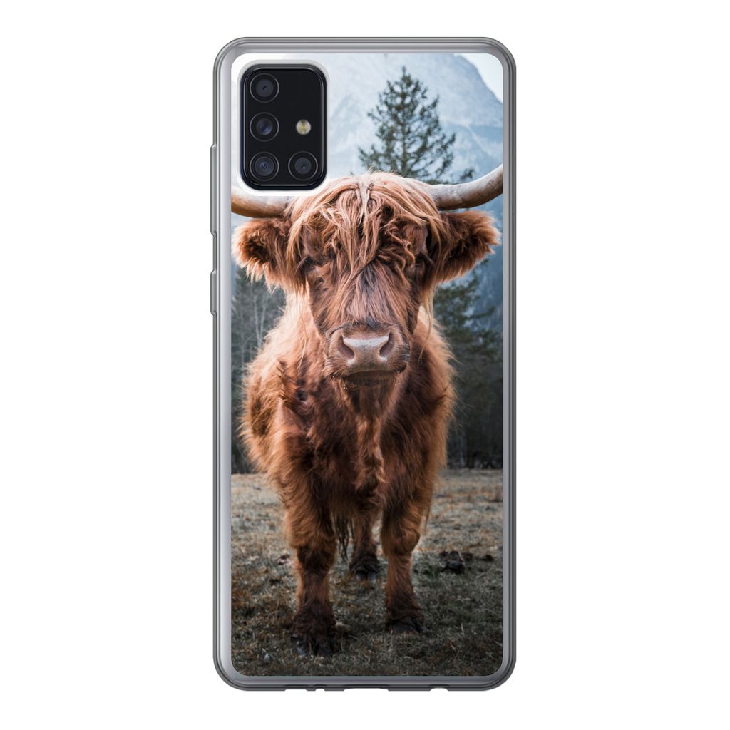 MuchoWow Handyhülle Schutzhülle Hülle für Samsung Galaxy A52 5G Schottischer Highlander - Berg - Tier Silikon Softcase Handy Hülle - Umschlag