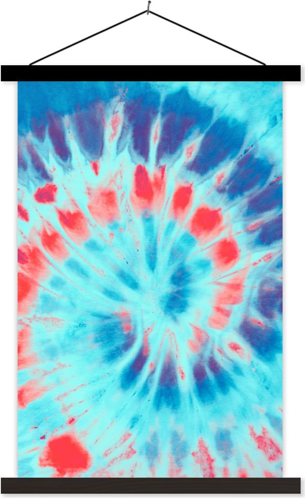 MuchoWow Textilposter Sommer - Krawattenfärbung - Rot 60x90 cm mit schwarzem Rahmen - Poster Wohnzimmer