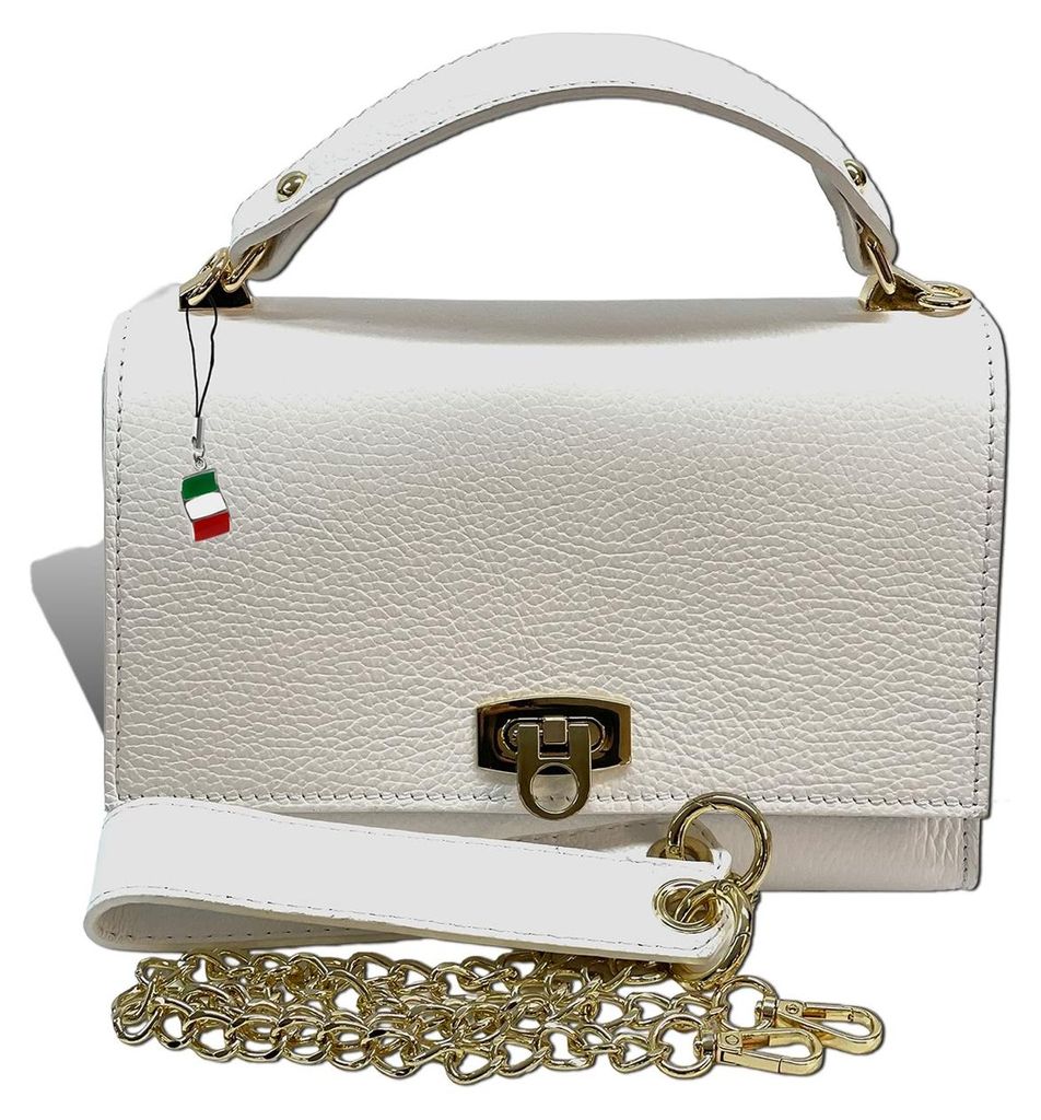 Florence Leder Tasche Damen Handtasche weiß 23x8x15cm inklusive Italien Flagge D2OTF854W1